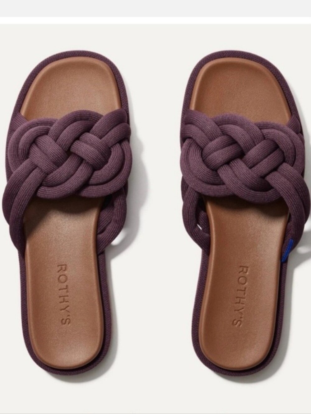 NWOT Rothys Summer Sandal Blackberry Deep Plum Purple Slip On Slide Knot Braided